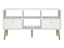 Móvel De Tv*Dmora Móvel TV Dtoedtl, Aparador de sala, Móvel baixo para TV, Base de parede equipada, 117x39 h61 cm, Branco