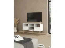 Móvel De Tv*Dmora Móvel TV Dtoedtl, Aparador de sala, Móvel baixo para TV, Base de parede equipada, 117x39 h61 cm, Branco