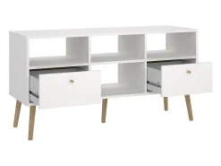 Móvel De Tv*Dmora Móvel TV Dtoedtl, Aparador de sala, Móvel baixo para TV, Base de parede equipada, 117x39 h61 cm, Branco