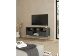 Móvel De Tv|Dmora Móvel TV Dtoedtl, Aparador de sala, Móvel baixo para TV, Base de parede equipada, 117x39 h61 cm, Cinza Cinzento