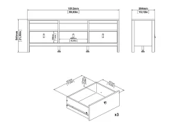 Dmora Móvel TV Dtofan, Aparador de sala, Móvel baixo para TV, Base de parede equipada, 151x38 h54 cm,^ Móvel De Tv