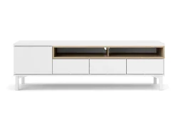 Hot Dmora Móvel TV Dtoffani, Aparador sala, Armário baixo para TV, Base de parede equipada, 156x48 h48 cm, e Carvalho Branco