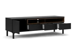 Móvel De Tv*Dmora Móvel TV Dtoffani, Aparador de sala, Armário baixo para TV, Base de parede equipada, 156x48 h48 cm, e Nogueira Preto