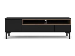 Móvel De Tv*Dmora Móvel TV Dtoffani, Aparador de sala, Armário baixo para TV, Base de parede equipada, 156x48 h48 cm, e Nogueira Preto