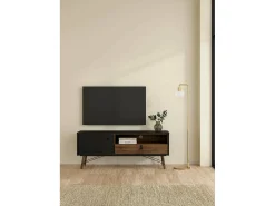 Dmora Móvel TV Dtomason, Aparador de sala, Armário baixo para TV, Base de parede equipada, 150x40 h60 cm, e Nogueira^ Móvel De Tv