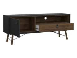 Dmora Móvel TV Dtomason, Aparador de sala, Armário baixo para TV, Base de parede equipada, 150x40 h60 cm, e Nogueira^ Móvel De Tv