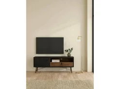 Dmora Móvel TV Dtomason, Aparador de sala, Armário baixo para TV, Base de parede equipada, 150x40 h60 cm, e Nogueira^ Móvel De Tv