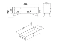 Dmora Móvel TV Dtomason, Aparador de sala, Armário baixo para TV, Base de parede equipada, 150x40 h60 cm, e Nogueira^ Móvel De Tv