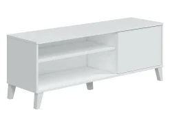Móvel De Tv|Dmora Móvel TV Dzibett, Aparador de sala, Armário baixo para TV, Base de parede equipada, 135x40 h50 cm, Branco