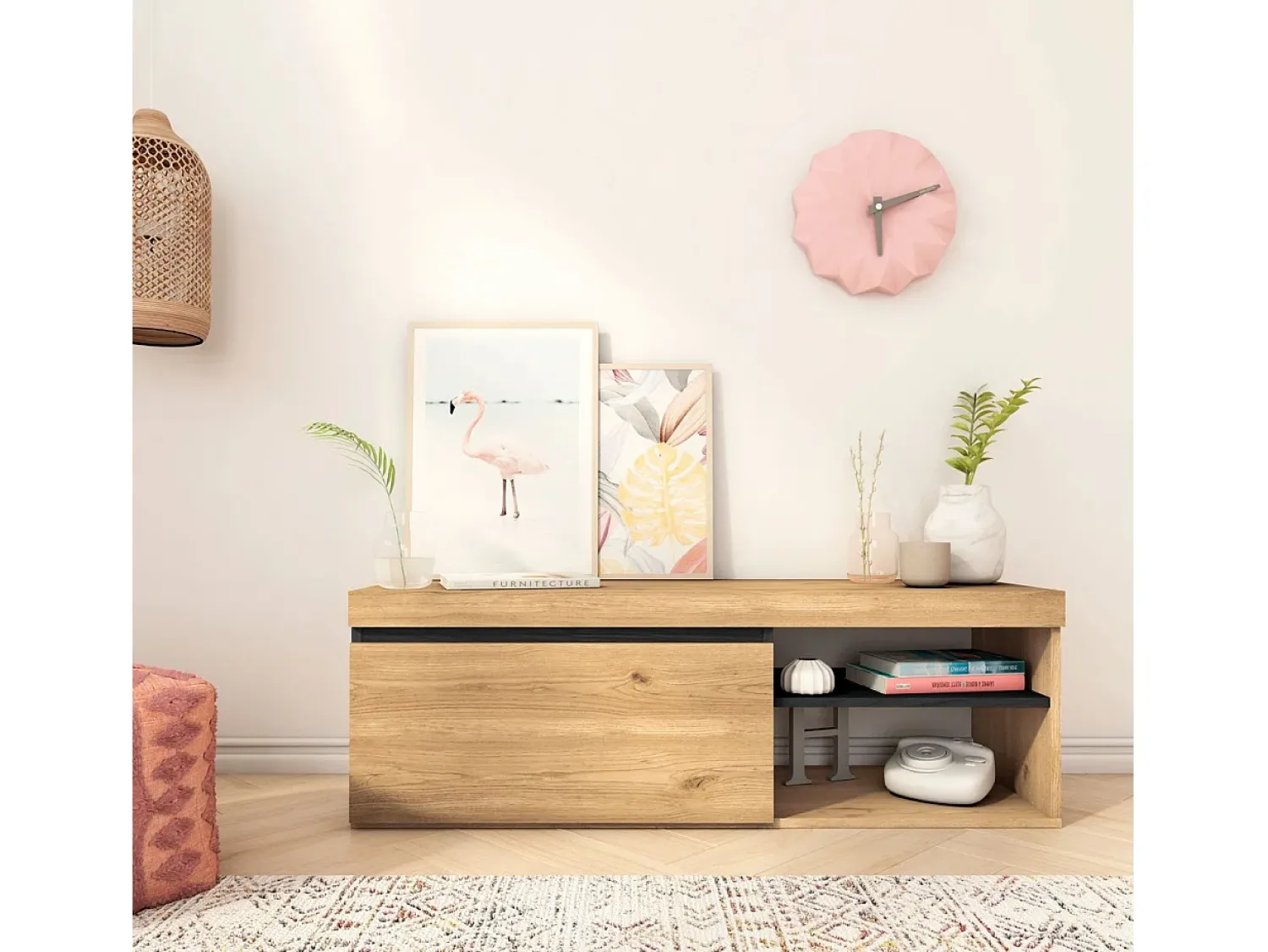 Móvel De Tv|duehome Móvel TV Ebos 120 Roble Nude - Ceniza Multicor