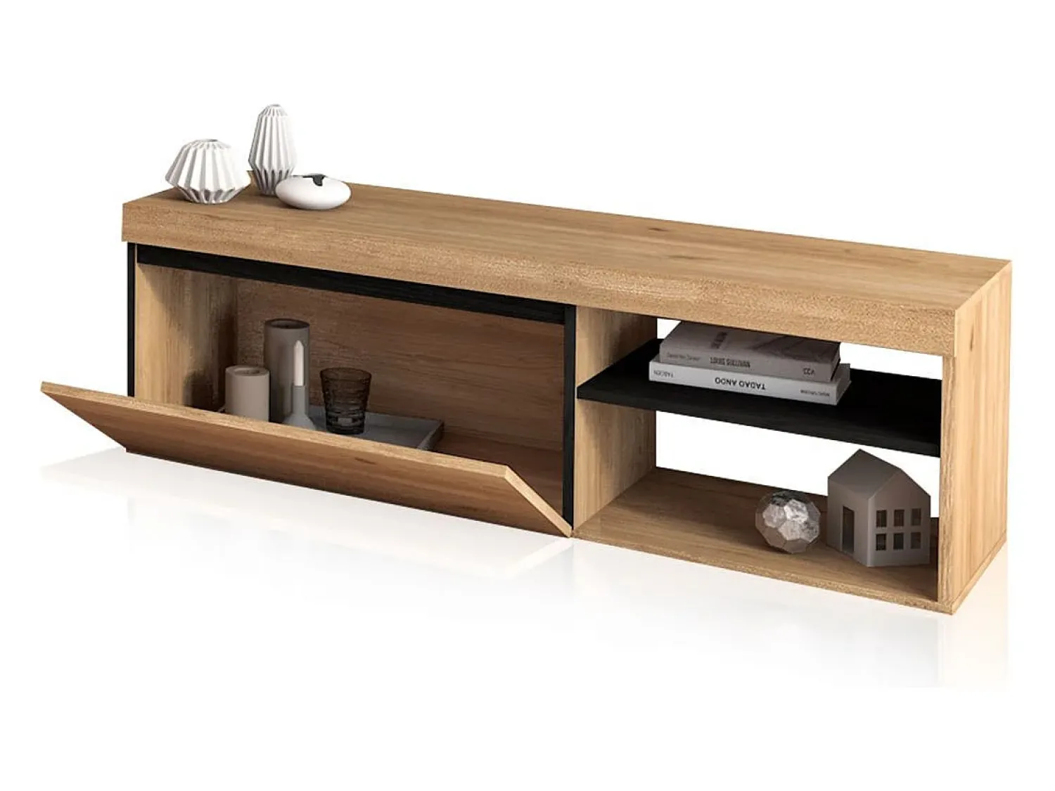 Móvel De Tv|duehome Móvel TV Ebos 120 Roble Nude - Ceniza Multicor