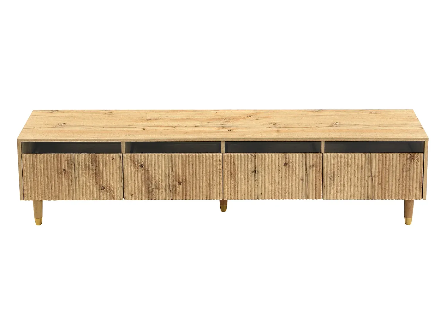Móvel De Tv*Hauss Spole Móvel TV em madeira com 4 gavetas, gaveta em madeira e acrílico 178x35x45cm Natural claro