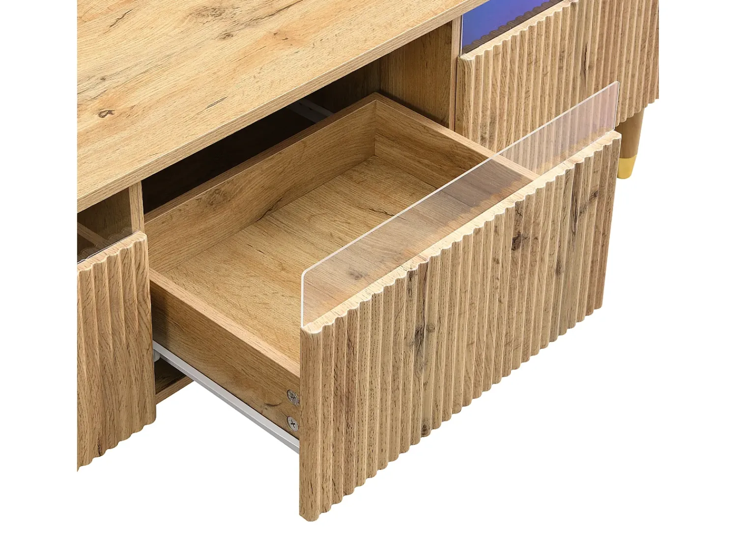 Móvel De Tv*Hauss Spole Móvel TV em madeira com 4 gavetas, gaveta em madeira e acrílico 178x35x45cm Natural claro