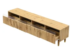 Móvel De Tv*Hauss Spole Móvel TV em madeira com 4 gavetas, gaveta em madeira e acrílico 178x35x45cm Natural claro