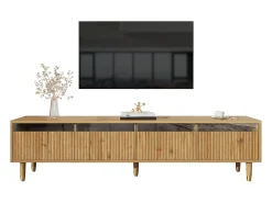 Móvel De Tv*Hauss Spole Móvel TV em madeira com 4 gavetas, gaveta em madeira e acrílico 178x35x45cm Natural claro