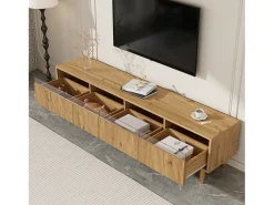 Móvel De Tv*Hauss Spole Móvel TV em madeira com 4 gavetas, gaveta em madeira e acrílico 178x35x45cm Natural claro