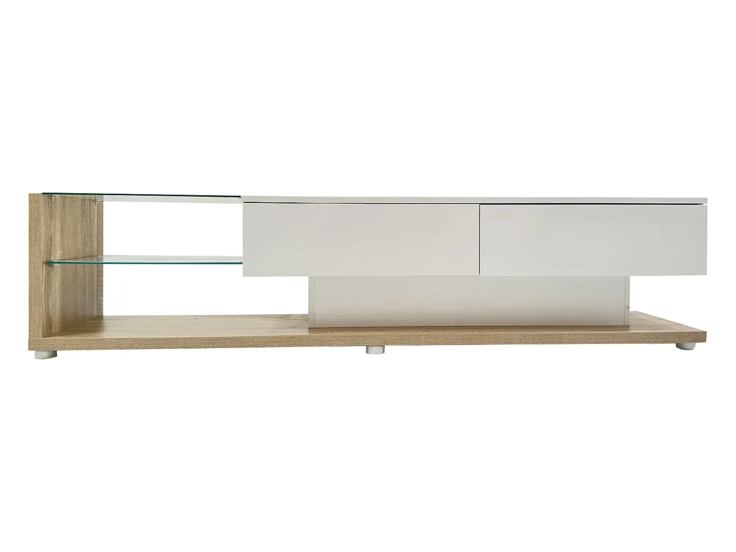 Móvel TV em madeira e de 170 cm, com 1 gaveta grande de arrumação e divisória em vidro, iluminação LED, móvel TV de design moderno,^ Móvel De Tv