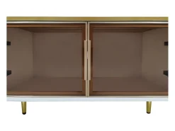 Móvel De Tv|ModernLuxe Móvel TV escandinavo 170cm com LED - 4 gavetas - folheado com padrão mármore - Branco