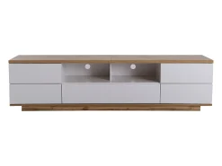 Móvel De Tv|ModernLuxe Móvel TV escandinavo contemporâneo 180 cm em madeira - 5 portas + 8 compartimentos - Natural e Branco Natural claro / Branco