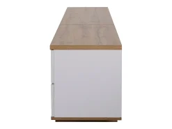 Móvel De Tv|ModernLuxe Móvel TV escandinavo contemporâneo 180 cm em madeira - 5 portas + 8 compartimentos - Natural e Branco Natural claro / Branco