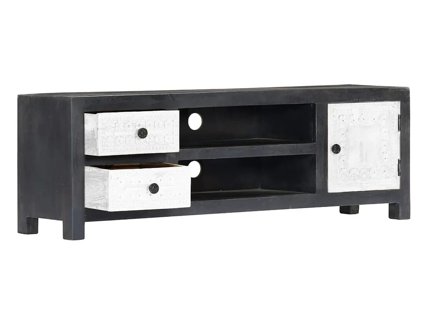 Móvel De Tv* Móvel TV esculpido à mão 120x30x40 cm mangueira /branco PT766328 Cinzento