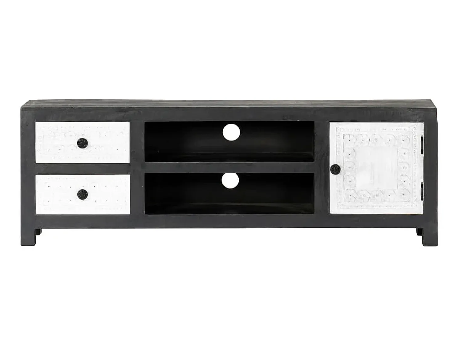 Móvel De Tv* Móvel TV esculpido à mão 120x30x40 cm mangueira /branco PT766328 Cinzento