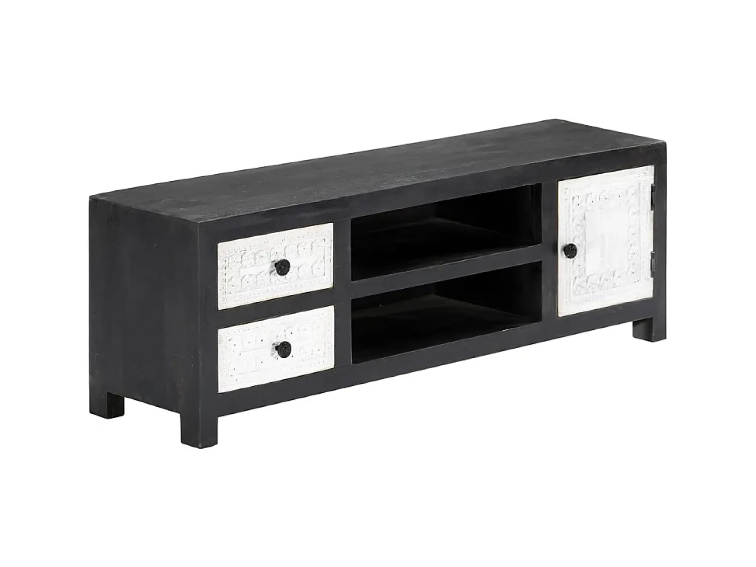 Móvel De Tv* Móvel TV esculpido à mão 120x30x40 cm mangueira /branco PT766328 Cinzento