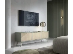 Móvel De Tv* Móvel TV: Eucalipto / Espinha de peixe scandi, pés madeira, 158 x 52 x 38cm Verde