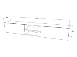 Discount Móvel TV haaus Genova, 2 portas, , 180 x 30 x 30 cm Preto