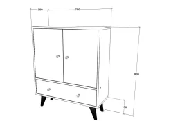 Móvel De Tv| Móvel TV haaus Malta, 3 portas, Carvalho artisan, 75 x 30 x 90 cm Creme