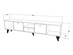 Best Móvel TV haaus Malta, 3 portas, 3 gavetas, Carvalho artisan, 180 x 30 x 45 cm Creme