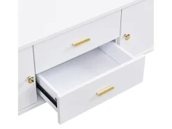 Hot ModernLuxe Móvel TV L 170cm - 2 gavetas e 2 portas - puxadores e pés dourados - Branco