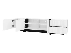 ModernLuxe Móvel TV L 190cm - 3 portas 2 gavetas 5 compartimentos - Branco e Preto^ Móvel De Tv