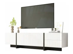 ModernLuxe Móvel TV L 190cm - 3 portas 2 gavetas 5 compartimentos - Branco e Preto^ Móvel De Tv