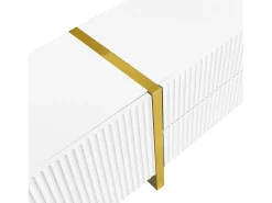 ModernLuxe Móvel TV L 190cm - 3 portas 2 gavetas 5 compartimentos - Branco & Dourado^ Móvel De Tv