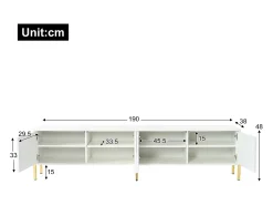 New ModernLuxe Móvel TV L 190cm - 4 portas e 8 prateleiras - estilo moderno - Branco