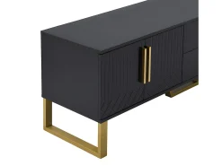 ModernLuxe Móvel TV L 170cm - aspecto brilhante - 4 portas texturadas gravadas com puxadores dourados -^ Móvel De Tv