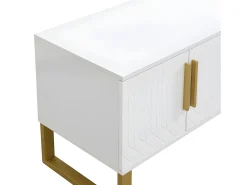 Móvel De Tv|ModernLuxe Móvel TV L 170cm - aspecto brilhante - 4 portas texturadas gravadas com puxadores dourados - Branco