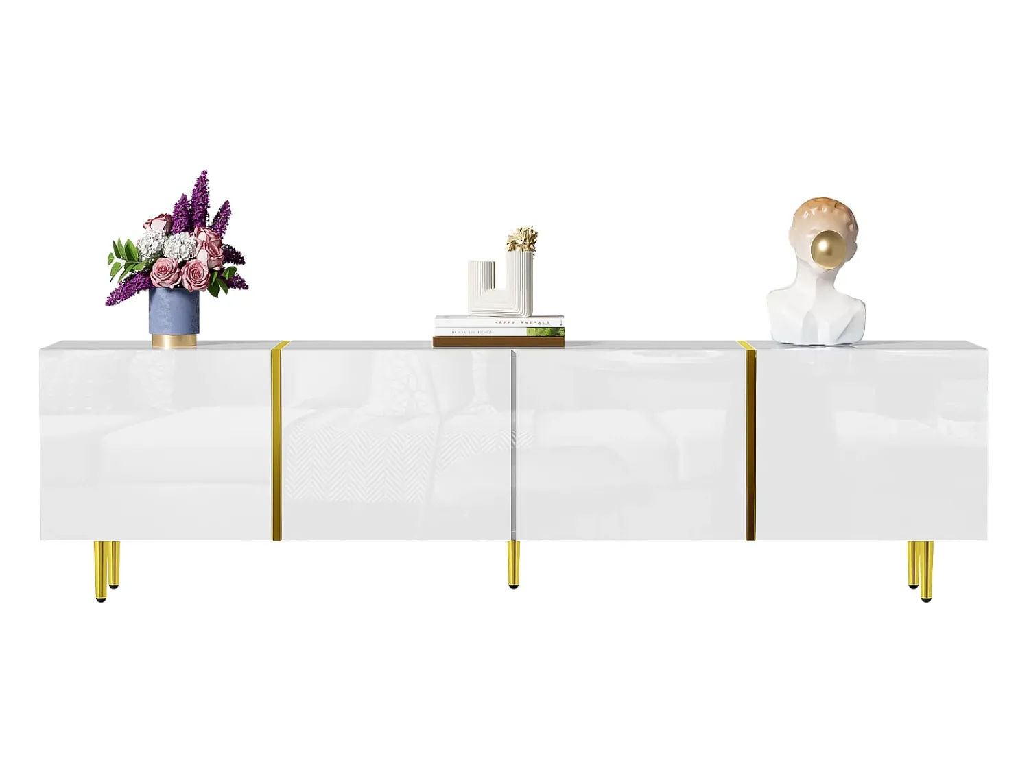 Móvel De Tv|ModernLuxe Móvel TV L 170cm - com 4 portas - MDF - Branco