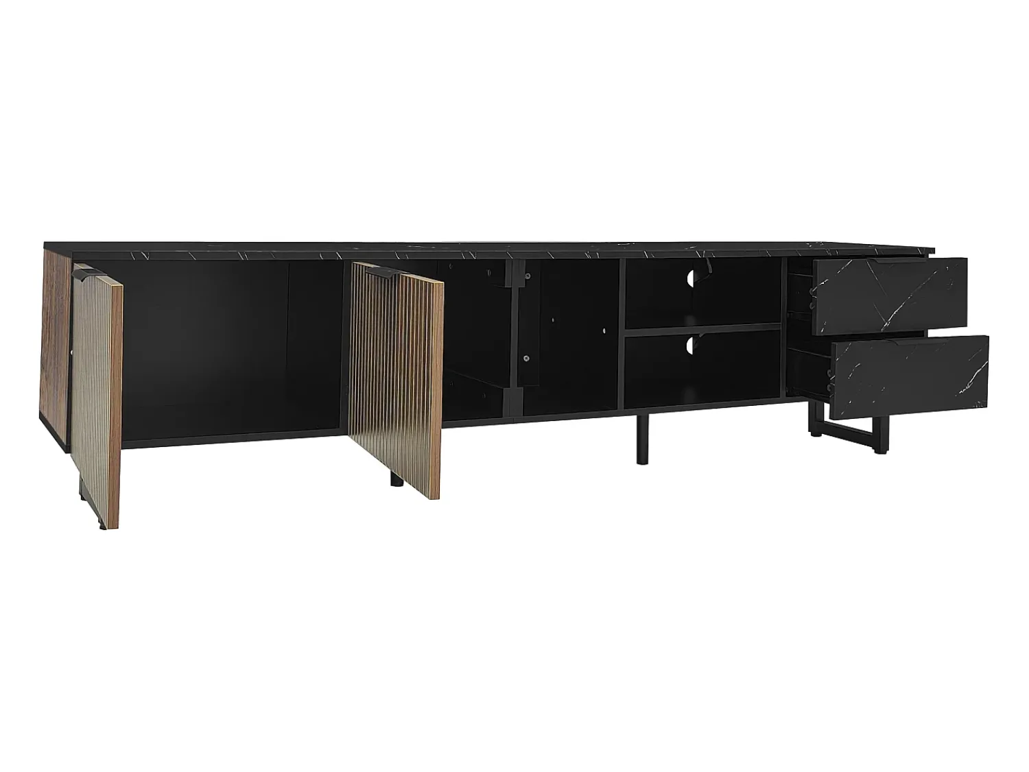 Móvel De Tv|ModernLuxe Móvel TV L 200cm com LED - 2 portas e 2 gavetas - Castanho