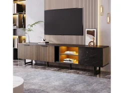 Móvel De Tv|ModernLuxe Móvel TV L 200cm com LED - 2 portas e 2 gavetas - Castanho