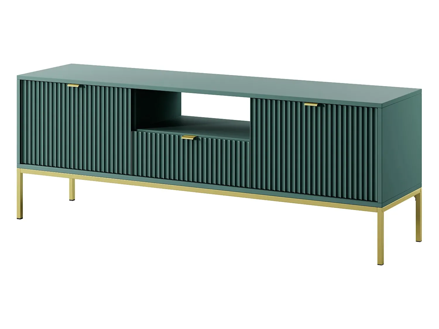 Móvel TV: labrador, dourado, 154 x 56 x 39 cm, puxadores dourados Verde