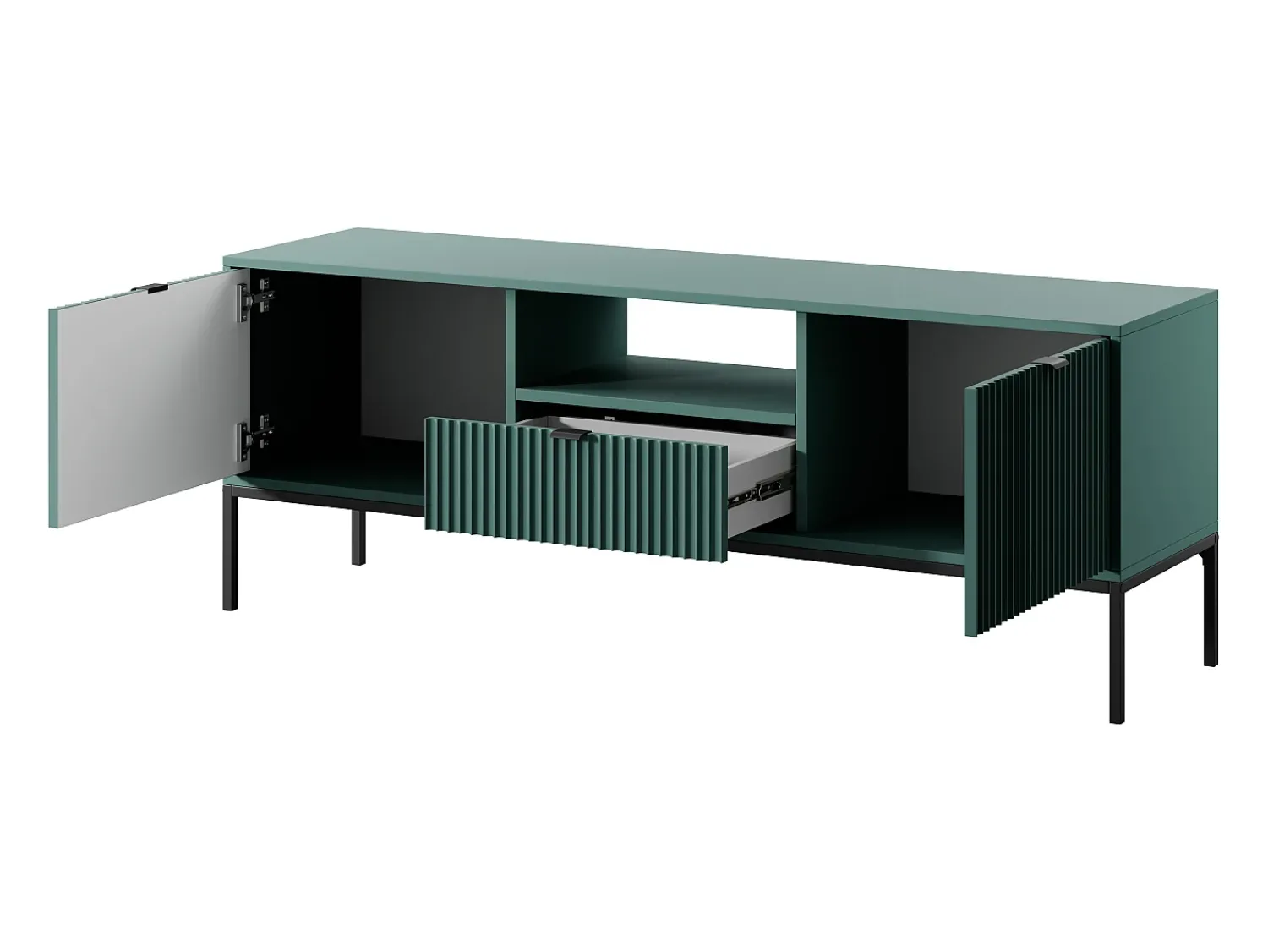 Discount Móvel TV: labrador, Preto, 154 x 56 x 39 cm, puxadores Pretos Verde
