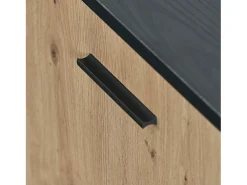 Sale Móvel TV LED 15 lâmpadas - TV-Board com 1 gaveta + 3 portas + 2 compartimentos placa de tecto preta - natural 180x40x45cm Natural claro