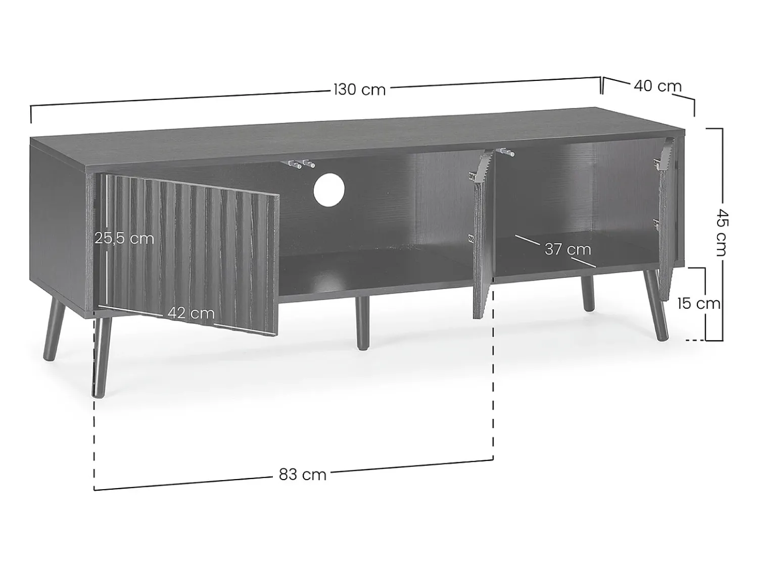 Móvel De Tv|VS Venta-stock Móvel TV Lluvia 3 portas em Preto
