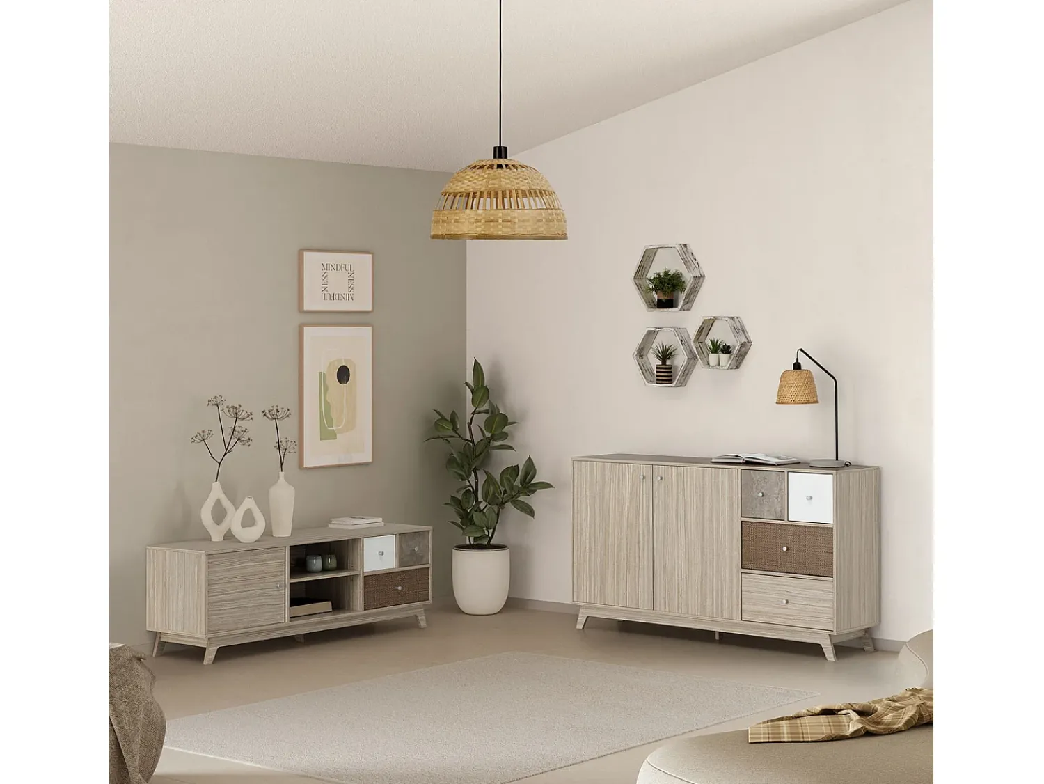 VS Venta-stock Móvel TV Maia 1 porta e 3 gavetas multicoloridas^ Móvel De Tv