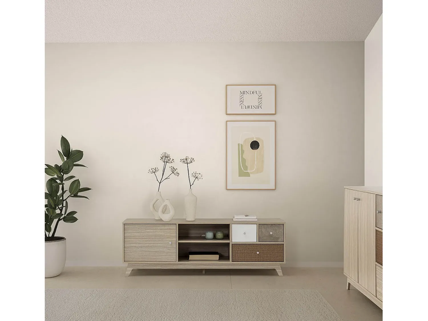 VS Venta-stock Móvel TV Maia 1 porta e 3 gavetas multicoloridas^ Móvel De Tv