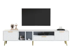 Hot ModernLuxe Móvel TV moderno 180 cm - 1 gaveta + 2 portas + 3 compartimentos - Branco