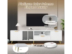 Hot ModernLuxe Móvel TV moderno 180 cm - 1 gaveta + 2 portas + 3 compartimentos - Branco