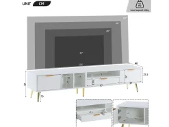 Hot ModernLuxe Móvel TV moderno 180 cm - 1 gaveta + 2 portas + 3 compartimentos - Branco